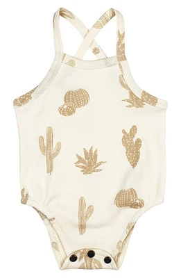 L'Ovedbaby Crisscross Organic Cotton Bodysuit Buttercream Cactus at Nordstrom,