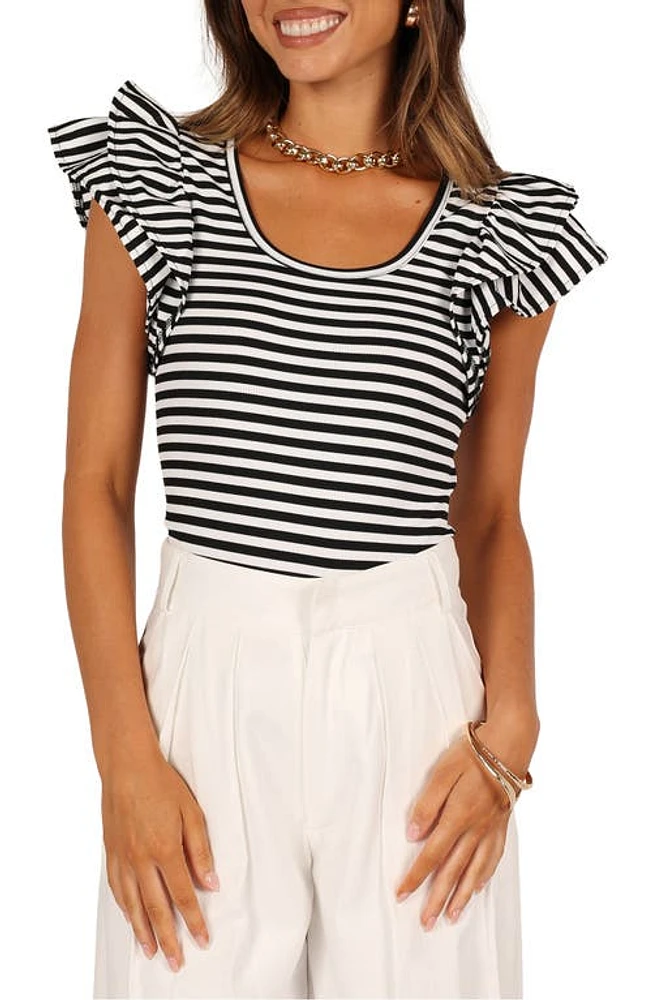 Petal & Pup Martina Stripe Rib Top Black at Nordstrom,