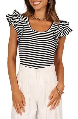 Petal & Pup Martina Stripe Rib Top Black at Nordstrom,