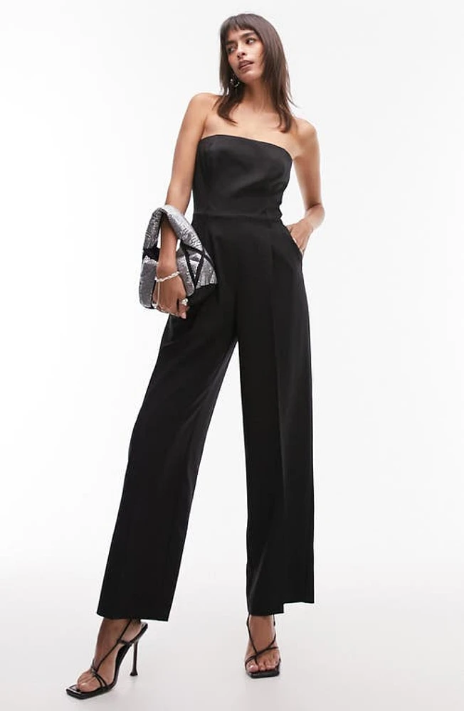 Topshop Tailored Bandeau Jumpsuit Black at Nordstrom, Us