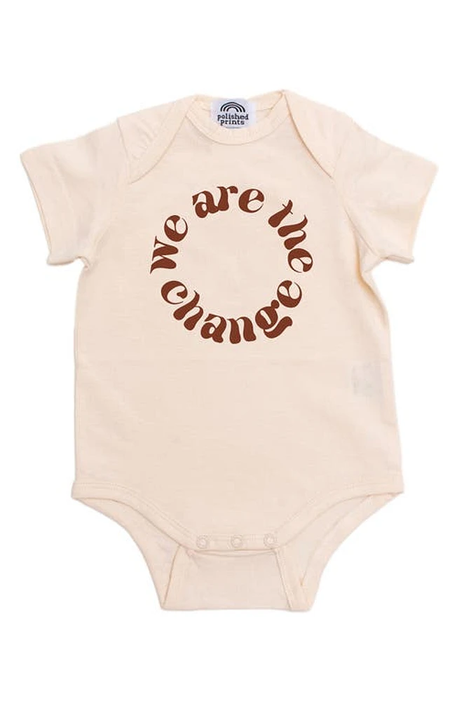 POLISHED PRINTS We Are The Change Organic Cotton Bodysuit Natural at Nordstrom, Us