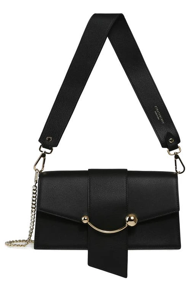 Strathberry Mini Crescent Leather Shoulder Bag in Black at Nordstrom