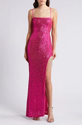 Lulus Here For the Show Sequin Gown Hot Pink at Nordstrom,