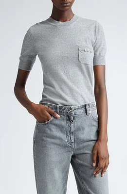 Versace Medusa Melange Short Sleeve Virgin Wool & Cashmere Sweater Concrete at Nordstrom, Us