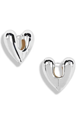 Annika Inez Heart Hinge Hoop Earrings in Silver at Nordstrom