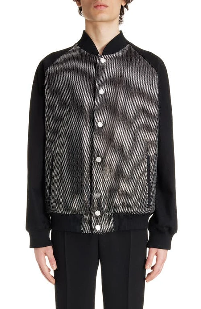 Balmain Crystal Embellished Retro Bomber Jacket in Black/Crystal at Nordstrom, Size 38 Us