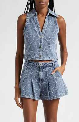 Ramy Brook Deacon Floral Embroidery Denim Vest Indigo Emb at Nordstrom,