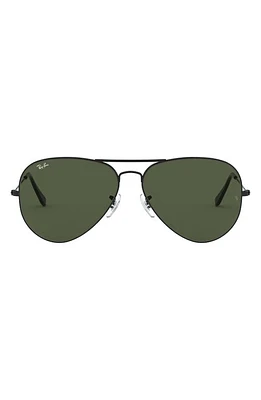 Ray-Ban 62mm Aviator Sunglasses in Black/Green Solid at Nordstrom