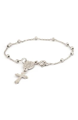 Speidel Cross & Miraculous Medal Sterling Silver Charm Bracelet in None at Nordstrom