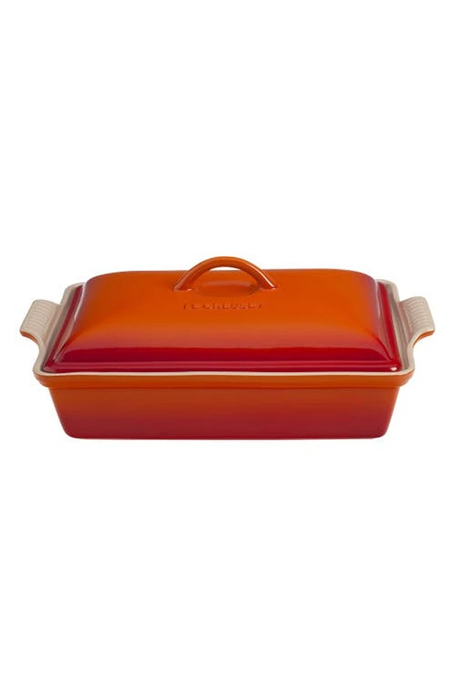 Le Creuset 4-Quart Rectangular Stoneware Casserole with Lid in Flame at Nordstrom