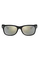 Ray-Ban 'New Wayfarer' 55mm Sunglasses in Rubber Black/grn Silver Mirror at Nordstrom