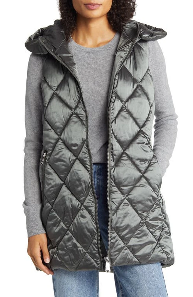 Sam Edelman Quilted Hooded Water Repellent Vest in Olive at Nordstrom, Size Small