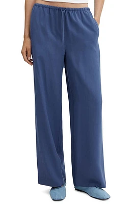 MANGO Wide Leg Drawstring Pants Dark Navy at Nordstrom,