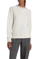 Golden Goose Crystal Embellished Cotton Crewneck Sweatshirt in Heritage White at Nordstrom, Size X-Small