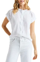 Splendid Channing Embroidered Stripe Cotton Button-Up Shirt White at Nordstrom,