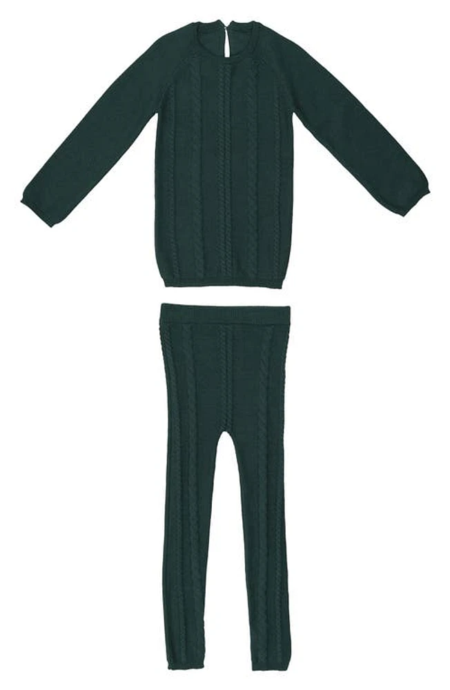 Manière Diamond Knit Long Sleeve Cotton Sweater & Pants Set Pine at Nordstrom,