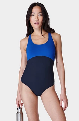 Sweaty Betty Ocean Performance Racerback One-Piece Swimsuit Lightningblue Frenchnavyblue at Nordstrom,