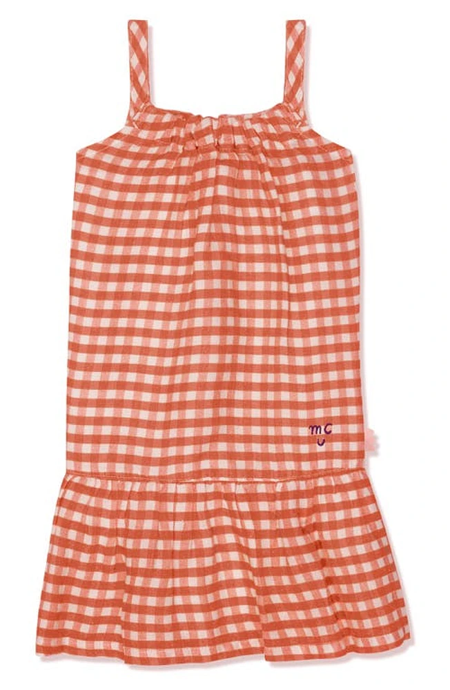 Mon Coeur Kids' Misty Rose Gingham Linen Sundress Natural/Misty at Nordstrom,