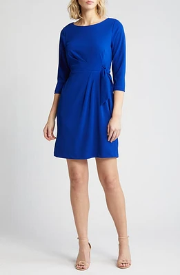 Tahari ASL Side Tie Long Sleeve Dress Cobalt at Nordstrom,