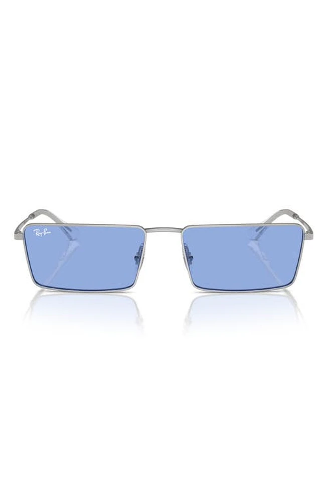 Ray-Ban Emy 56mm Rectangular Sunglasses in Silver at Nordstrom