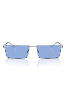 Ray-Ban Emy 56mm Rectangular Sunglasses in Silver at Nordstrom