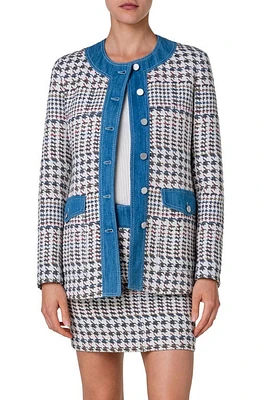 Akris punto Houndstooth Jacquard Jacket Denim-Multicolor at Nordstrom,