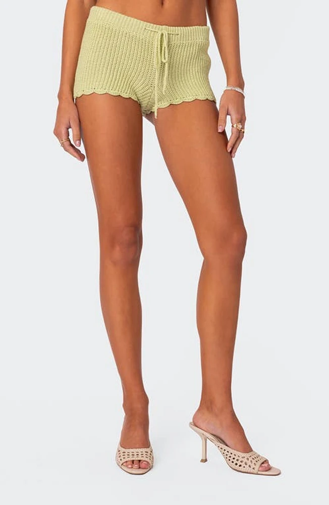 EDIKTED Danika Open Stitch Drawstring Shorts Sage at Nordstrom,