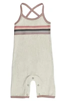 L'Ovedbaby Stripe Appliqué Sleeveless Organic Cotton Terry Overalls Ivory/Pinks at Nordstrom,