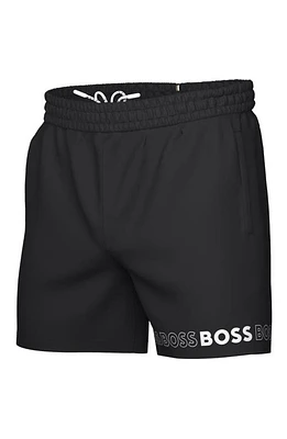 BOSS Dolphin Logo Swim Trunks Black at Nordstrom,