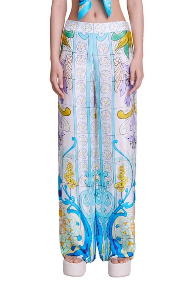 maje Pezaique Wide Leg Pants Blue Print Mozaic at Nordstrom,