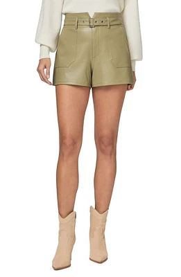 PAIGE Jonas Faux Leather Shorts in Dark Brushed Olive at Nordstrom, Size 2