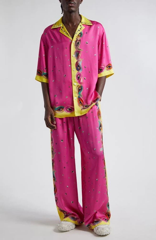 Acne Studios Sowen Matty Bovan Oversize Camp Shirt Fuchsia Pink at Nordstrom,