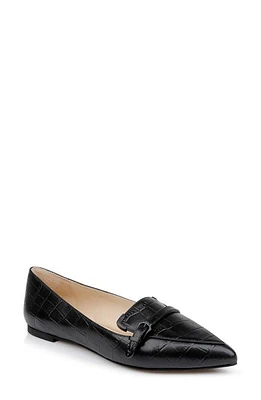 L'AGENCE Brielle II Pointed Toe Loafer Black Croco Embossed at Nordstrom,