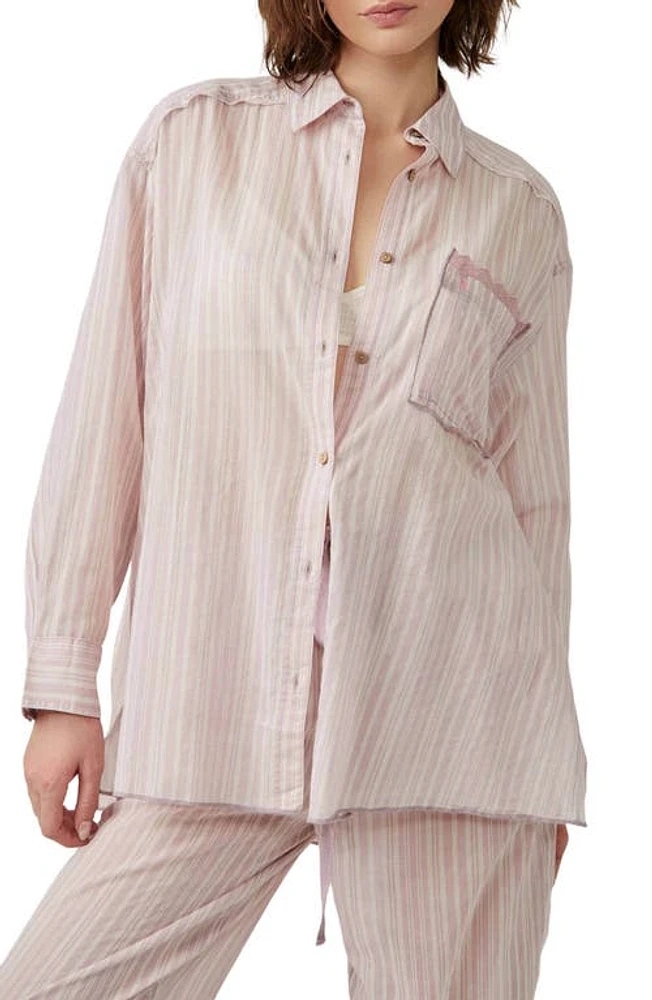 Free People Sleep Mode Cotton Pajama Top Lavender Combo at Nordstrom,