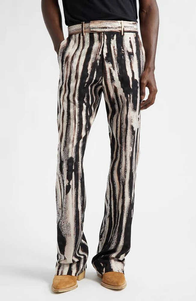 AMIRI Crystal Embellished Bleach Tie Dye Wool Blend Pants in Black at Nordstrom, Size 34 Us