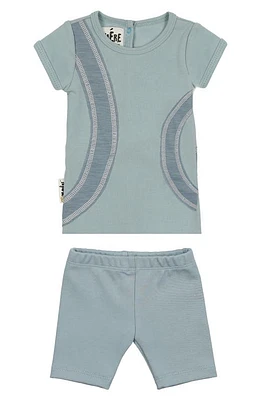 Manière Arc Patch Stretch Cotton Top & Shorts Set in Blue/blue at Nordstrom, Size 9M