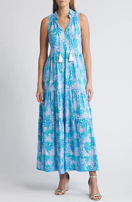 Lilly Pulitzer Malone Sleeveless Tiered Cotton Maxi Dress Las Olas Aqua Strong Sea at Nordstrom,