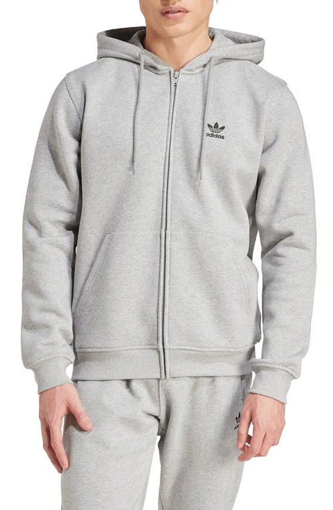 adidas Originals Trefoil Essentials Zip Hoodie Medium Grey Heather at