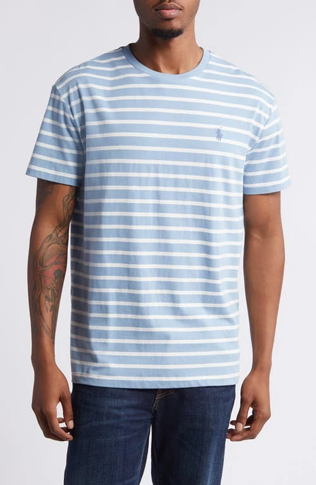 Polo Ralph Lauren Stripe Ringer T-Shirt Vessel Blue/Nevis at Nordstrom,