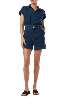 Joe's The Lexi Short Sleeve Linen Blend Romper Pageant Blue at Nordstrom,