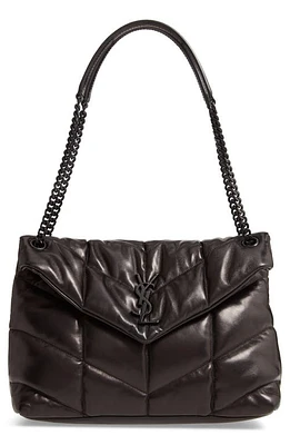 Saint Laurent Medium Loulou Quilted Puffer Leather Shoulder Bag in Noir at Nordstrom