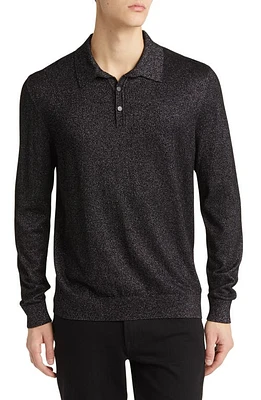 BOSS Sercury Long Sleeve Polo Sweater in Black at Nordstrom, Size Xx-Large