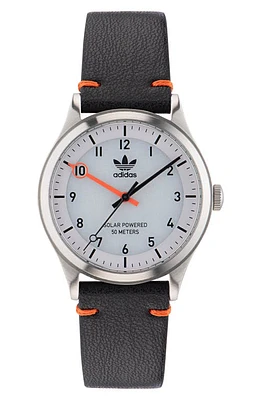 adidas Project One Solar Powered Vegan Leather Strap Watch, 39mm in Black at Nordstrom, Size 39 Mm