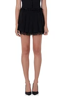 Endless Rose Peekaboo Lace Trim Pleated Skort in Jet Black at Nordstrom, Size Large