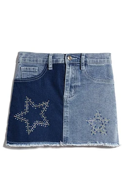 Truly Me Kids' Rhinestone Star Denim Skirt Stone Wash at Nordstrom,