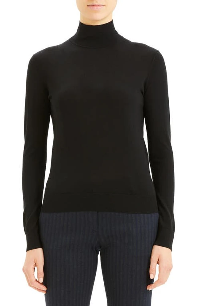 Theory Wool Blend Mock Neck Sweater in Black at Nordstrom, Size Small