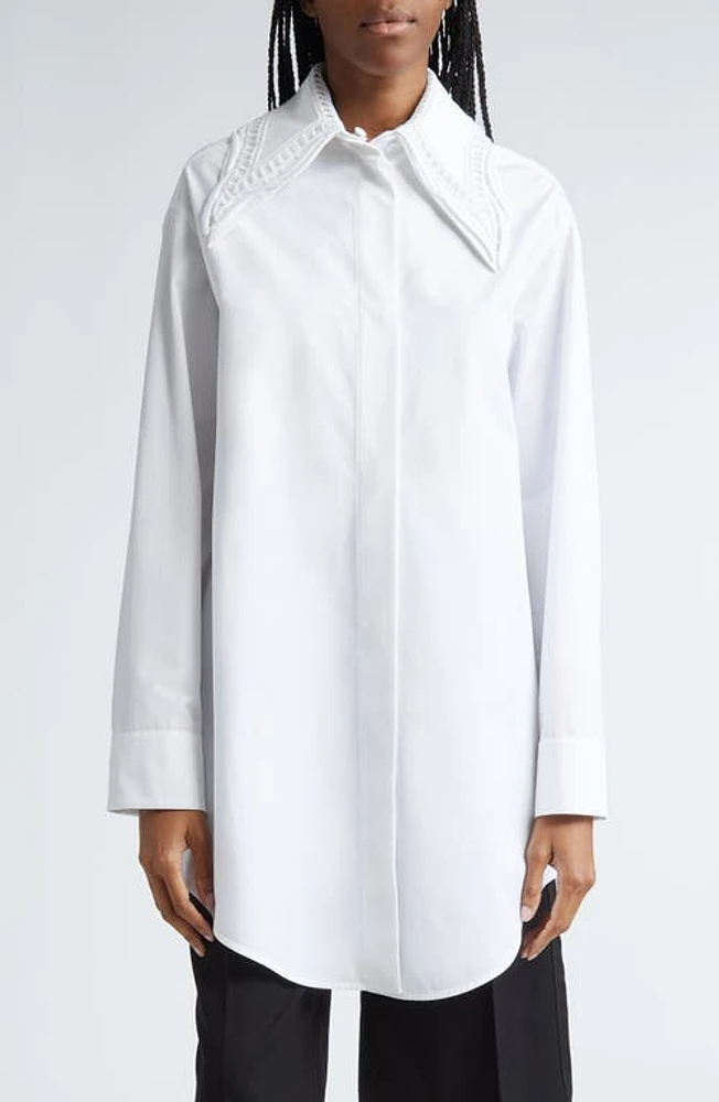 Jil Sander Removable Collar Detail Oversize Poplin Button-Up Shirt Optic White at Nordstrom, Us