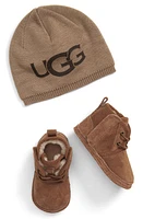 UGG(r) Baby Neumel Boot & Beanie Set in Chestnut at Nordstrom, Size 0