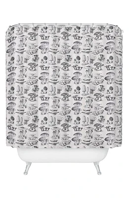 Deny Designs Mushroom Collection Shower Curtain in Black-White at Nordstrom