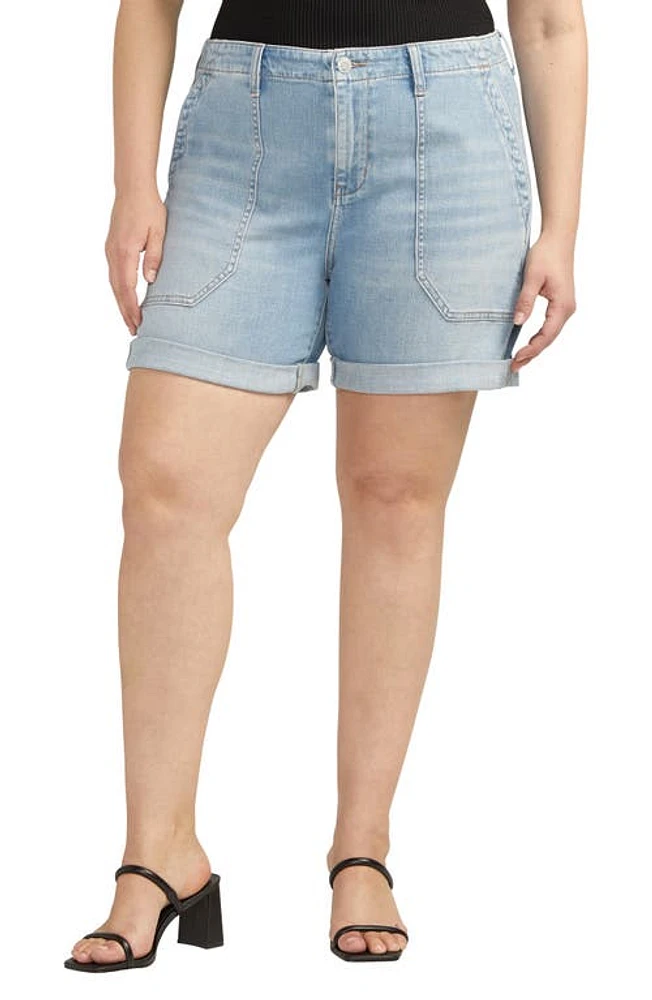 JAG Alex Safari Denim Shorts in Nassau Blue at Nordstrom, Size 20W